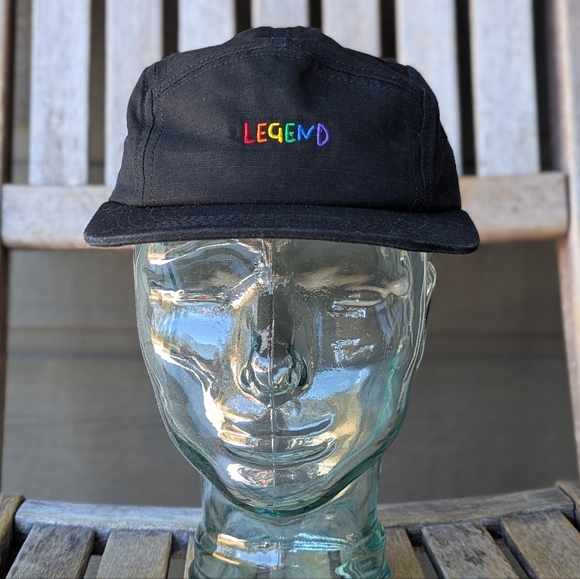 NWOT Legend Brand Rainbow Pride Ripstop Camper Hat Black Embroidered Rainbow - Picture 7 of 7